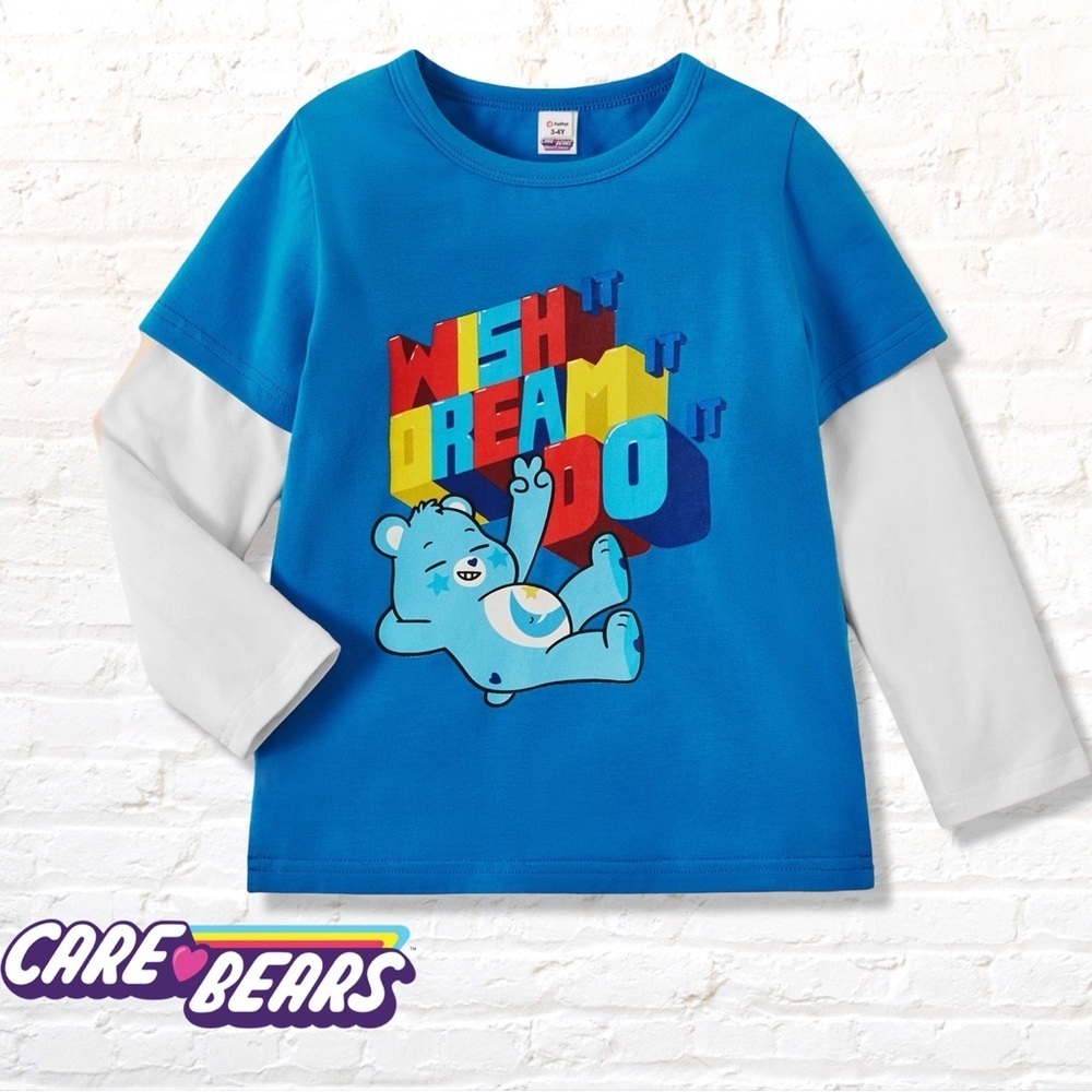 Care BearsWish It  Blue and White Long Sleeve Layered Tee 2 in 1 tee